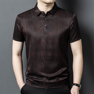 夏季男真丝POLO衫短袖T恤衫衣丝绸缎顺滑凉快高级上衣男装，男装Polo衫，钱塘6003（原4033）