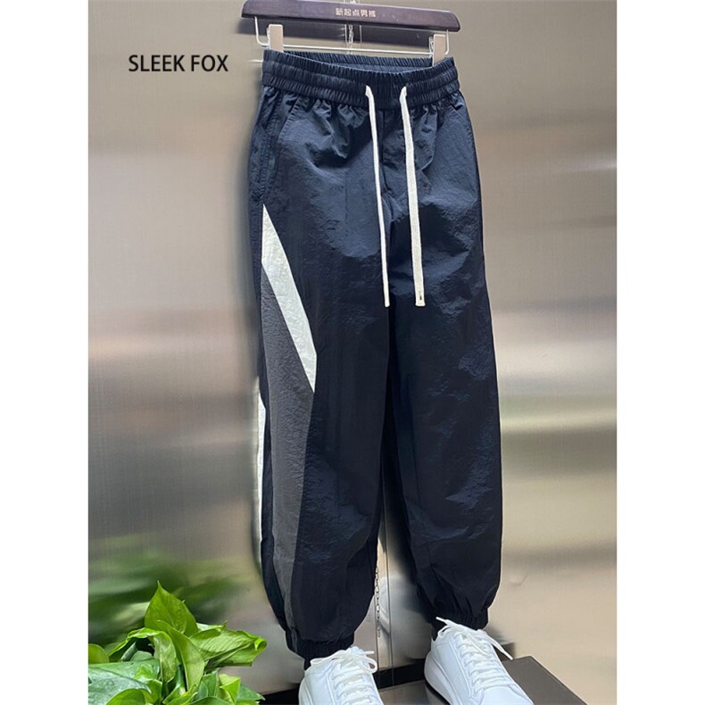 1506-1/KGT-7751/P34.5潮流条纹拼接户外束脚运动休闲裤春季男款,男装休闲裤,星座1506-1