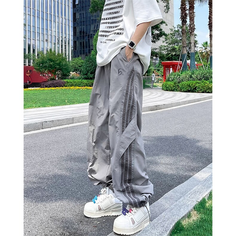 夏季美式条纹休闲工装裤男潮流宽松阔腿直筒长裤现货K8009-P44,男装工装外套,星座512-3