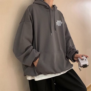 港风宽松休闲连帽外套春秋卫衣男ins潮牌百搭纯色上衣 W5107-P30图片