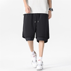 夏季休闲大码直筒双层假两件运动短裤速干五分裤A406K3517P38，男装牛仔裤，星座309（原A406）