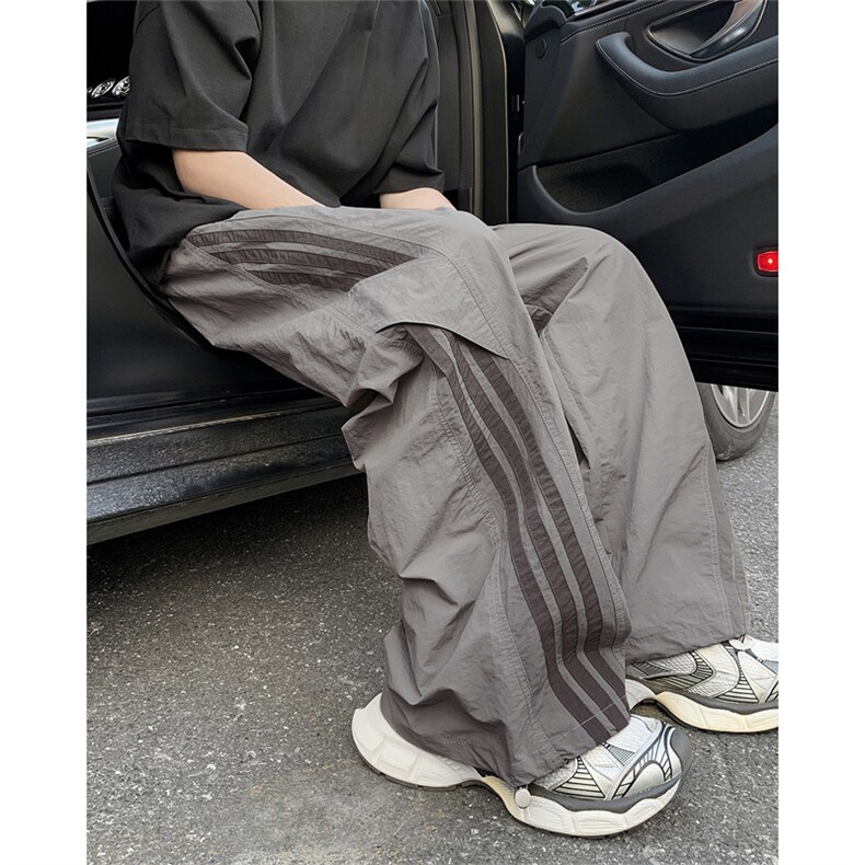 夏季条纹休闲伞兵裤男女宽松速干阔腿直筒运动冲锋长裤G8844-P38,男装休闲裤,星座1008