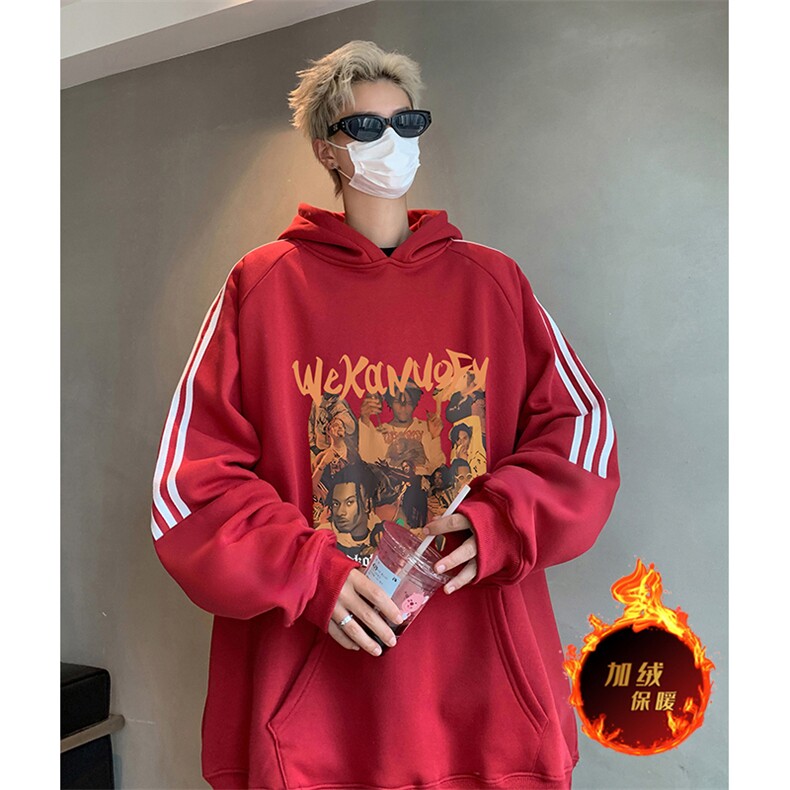 抖音得物供货提供视频秋冬重磅美式宽松织带连帽卫衣0431，男装卫衣，电商A486