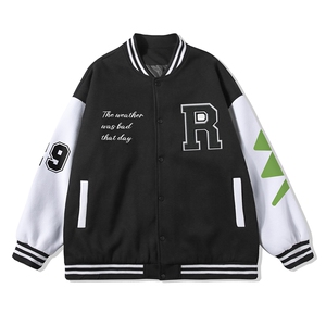 白底23春季街头hiphop潮流棒球服宽松百搭夹克外套G98P75控98,衣服搭配口诀男青年图片
