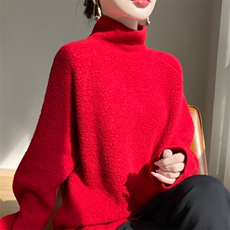 时尚百搭女士堆堆领羊毛衫舒适保暖羊毛毛衣，女装羊毛衫，东远绒业