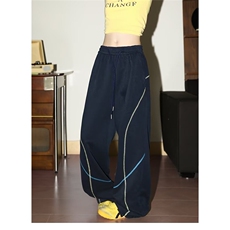美式明线撞色弯刀卫裤男女秋季宽松阔腿直筒休闲裤X785-P38，男装休闲裤，星座208-5
