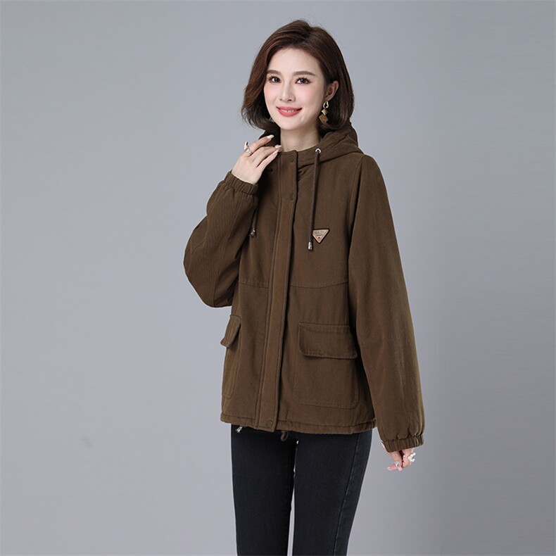 时尚女装加绒加厚保暖棉服外套派克服,女装派克服,秋牧寒烟