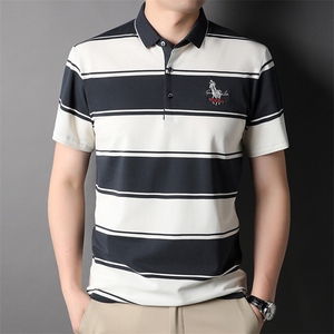 夏季新款男士翻领短袖t恤中年有领男装上衣服休闲POLO衫图片