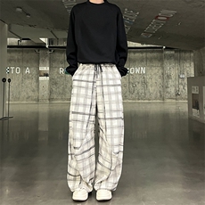 902-103-P45肌理感格纹休闲裤男2025卫裤搭配卫衣夹克牛仔裤子，男装休闲裤，星座902A
