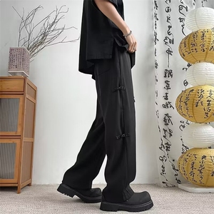 新中式风竹子刺绣潮裤子男垂坠感直筒休闲西裤 KX317 P42图片