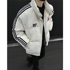 冬装新品港风织带棉服刺绣logo棉衣休闲加厚外套男G1105P118，男装棉衣，电商A339