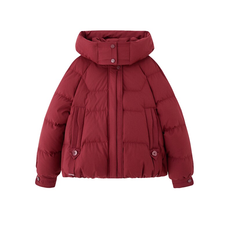 新标90%白鸭绒2025年冬季有帽可拆羽绒服外套,女装羽绒服,米雪儿