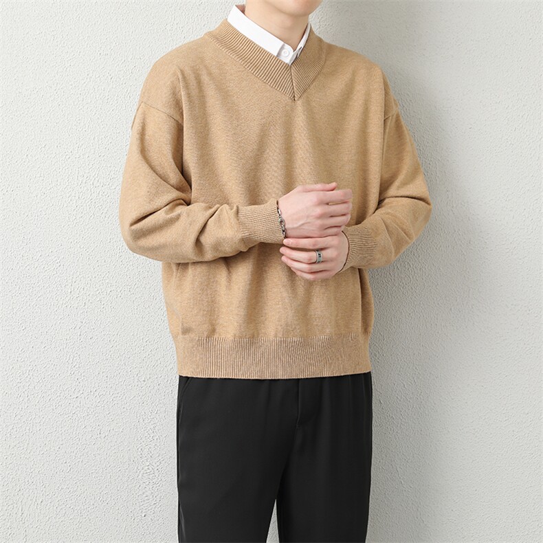 1506A/GM030/P50套头大码纯色男士V领打底针织1,男装T恤,星座1506A