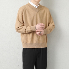 1506A/GM030/P50套头大码纯色男士V领打底针织1，男装T恤，星座1506A