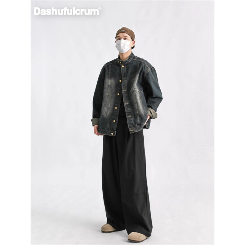 JK8970-P60秋季日式覆古水洗立领牛仔夹克男士时尚品牌单排扣,男装夹克,电商B323A