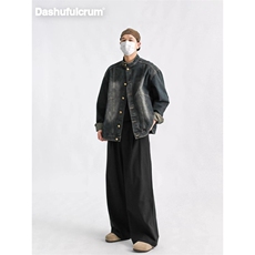 JK8970-P60秋季日式覆古水洗立领牛仔夹克男士时尚品牌单排扣，男装夹克，电商B323A