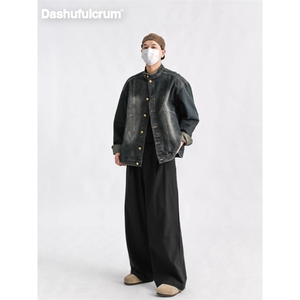 JK8970-P60秋季日式覆古水洗立领牛仔夹克男士时尚品牌单排扣