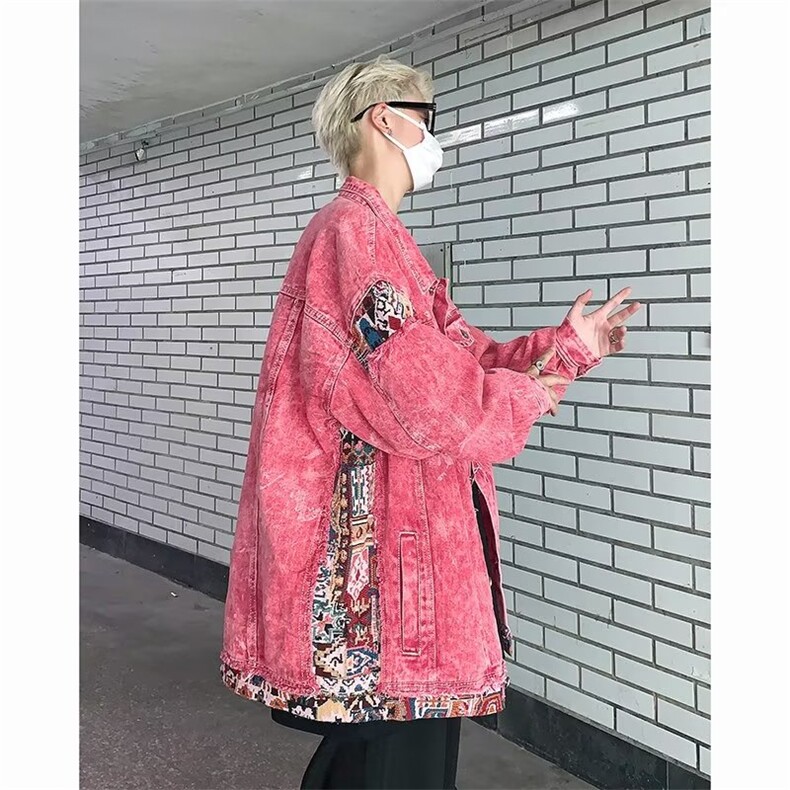 水洗拼接牛仔外套男秋季高街潮牌宽松夹克情侣百搭上衣服J046-p85,男装夹克,星座1008