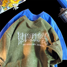 夏季新款百搭重磅蜡染260g美式复古水洗潮牌发泡短袖男T4006-P35，男装T恤，星座1103-3