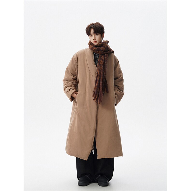 8XL-M90白鸭绒！特大码羽绒服日系绒面长款棉衣男YRFC03P268,男装羽绒服,电商D206-1
