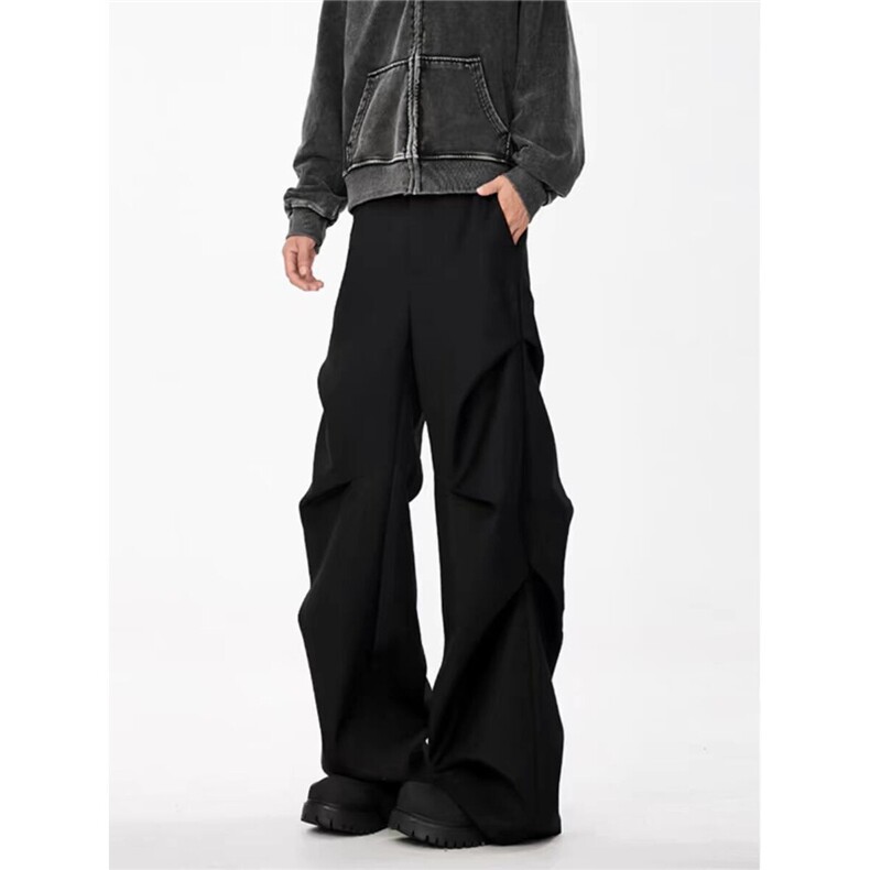 防水硬挺微喇褶皱西裤潮牌新款宽松直筒大货310A-4-XK16-特批35，男装西裤，星座310A-4