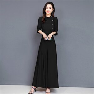 时尚套装女2025夏季修身显瘦粉色低领短袖上衣a字半身长裙两件套图片