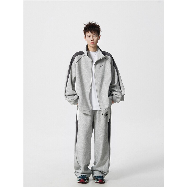 BKTZ2558-特p95控17855棉45聚酯无影墙休闲运动裤拼接印花套装男,男装休闲套装,电商B370