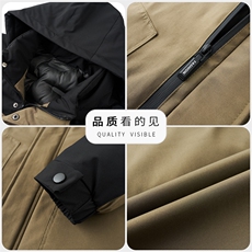 秋冬棉服男士可脱卸帽保暖抗寒休闲户外商务品质棉袄外套男装，男装棉衣，钱塘6003（原4033）
