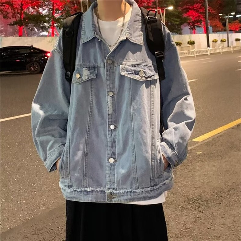 复古牛仔外套男韩版潮流痞帅衣服炸街美式工装夹克春秋原宿风外衣,男装工装外套,星座1210-1
