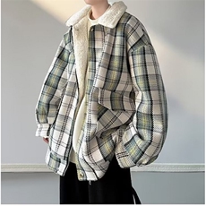 羊羔毛绒棉衣外套男潮牌秋冬加厚小香风格子情侣棉服TT8029P88，男装棉衣，星座1013-5