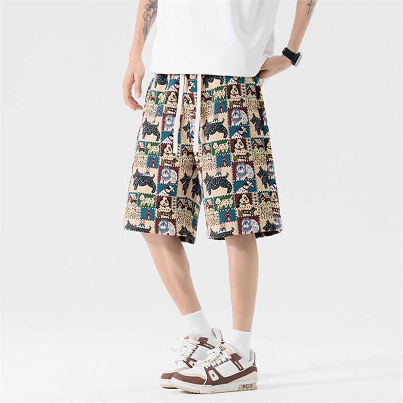 夏季新款大码休闲裤男小狗刺绣短裤五分裤子217-2-K205-特P35，男装牛仔裤，星座217-2