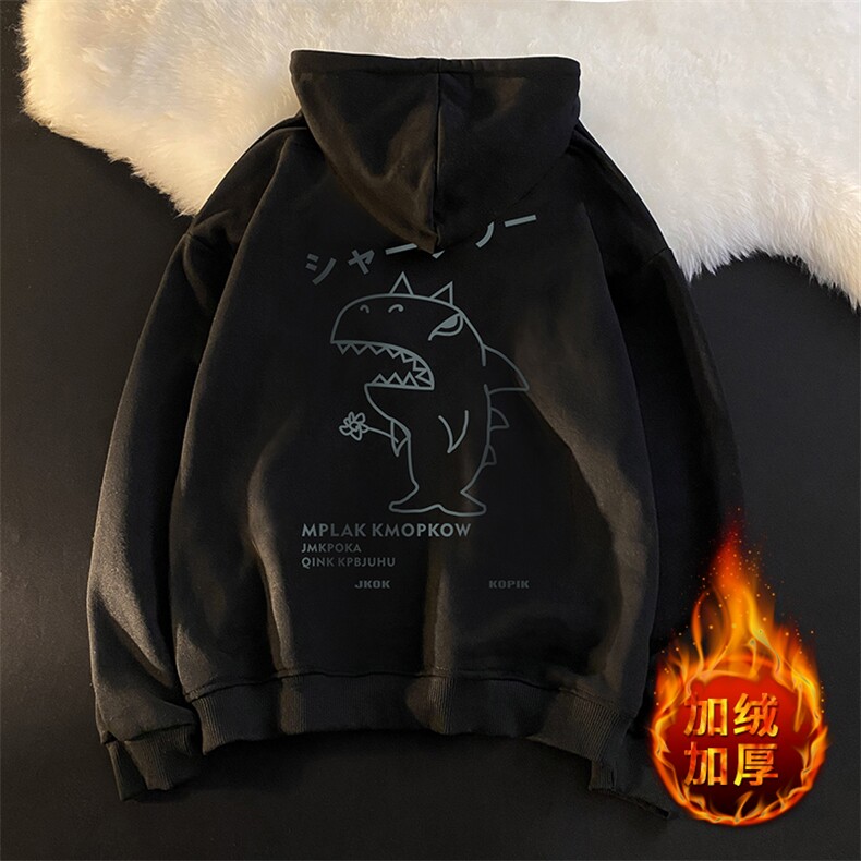 WY2092-P35 加绒款-P40 纯棉连帽卫衣男大码运动帽衫宽松薄外套男图片