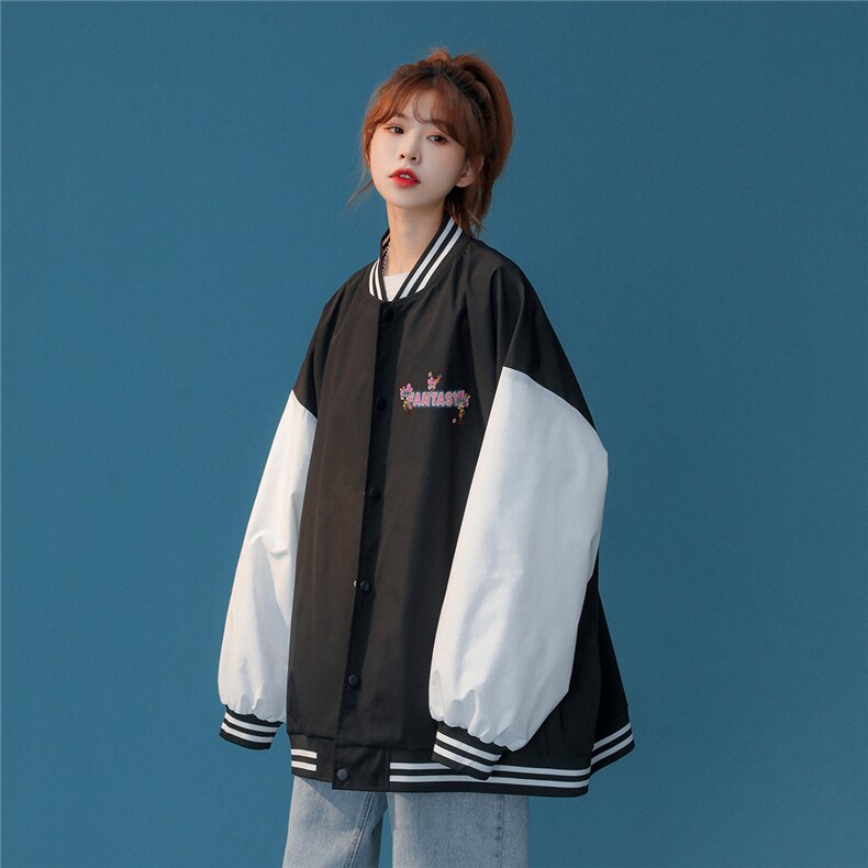 中性风 2023秋季新品港风ins潮牌字母印花棒球服夹克G8023p65控88图片