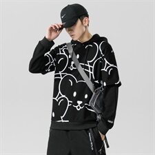 秋装2021新款宽松潮流秋季上衣外套百搭卫衣连帽男士DF26T，男装卫衣，电商A102
