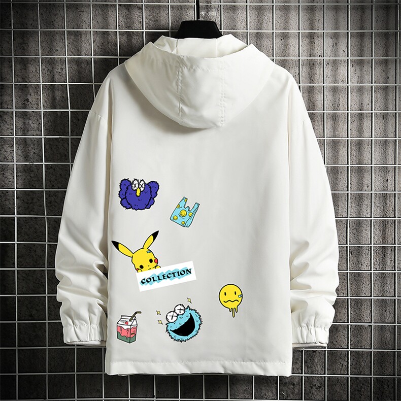 JK65079-P45 连帽夹克男大码胖子棒球服上衣外套 网格挂拍图片