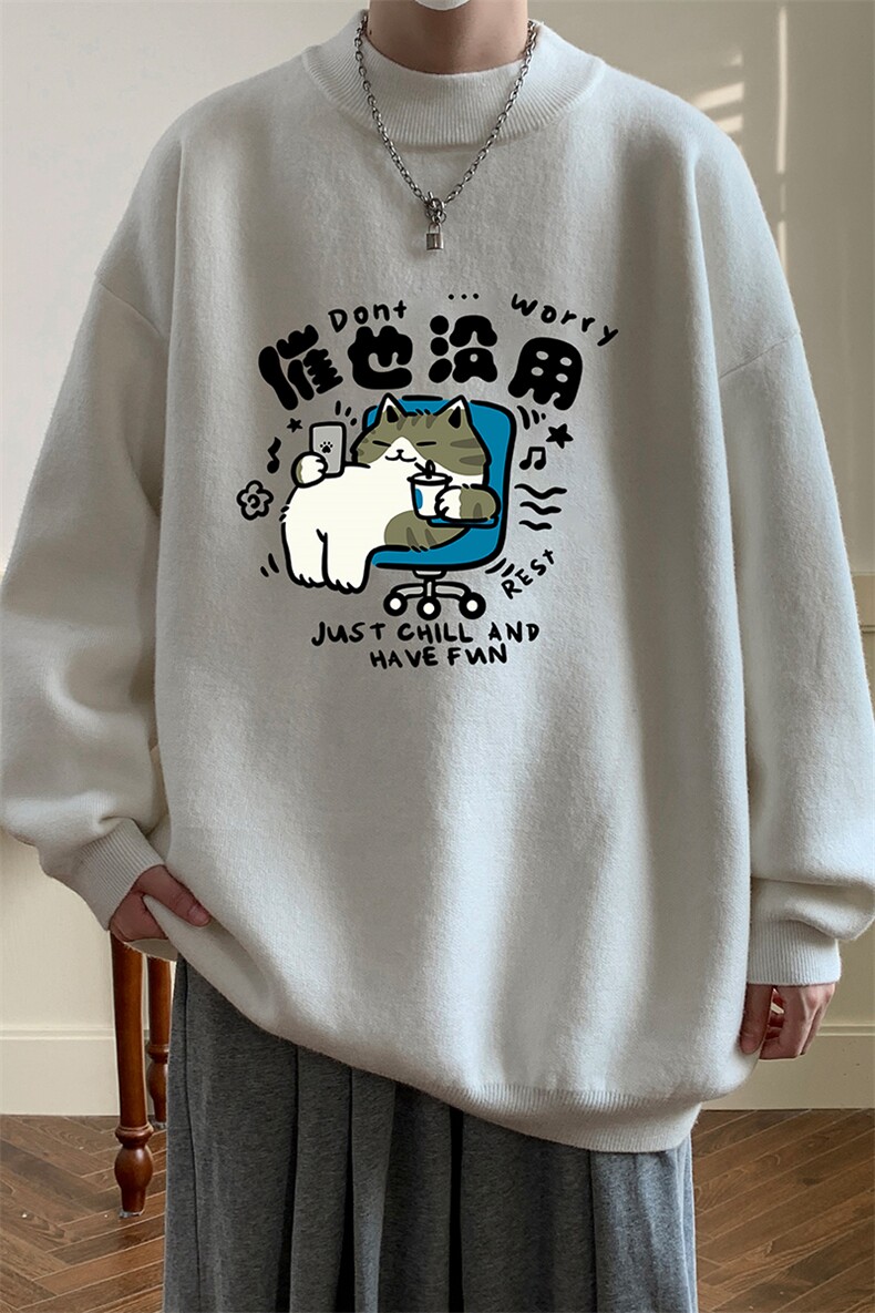 8XL半高领毛衣男大码胖子针织衫毛线衣M18403-P45加绒款-P65,男装针织衫/毛衣,电商A040