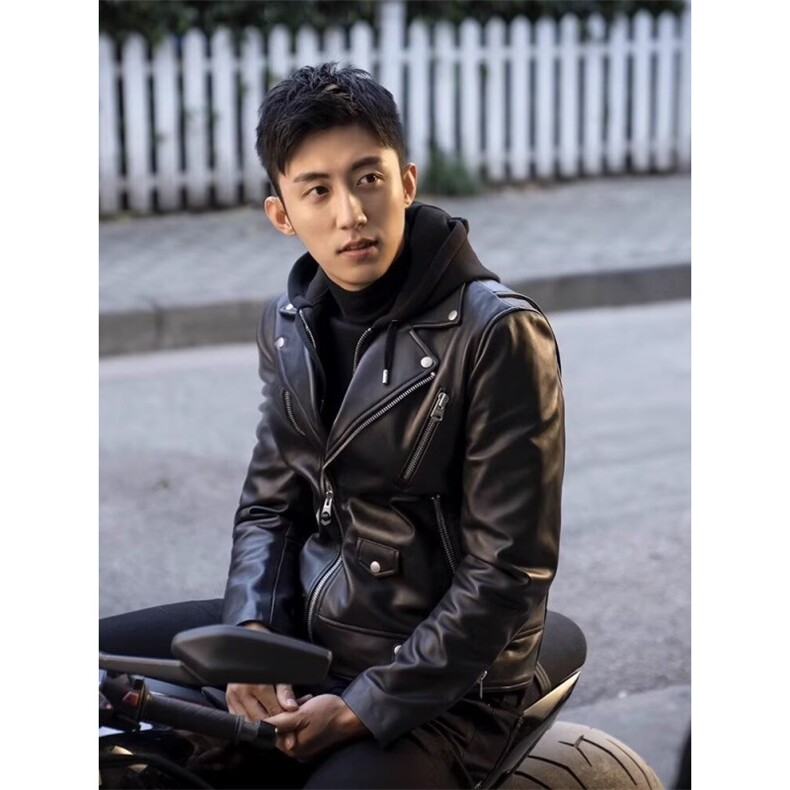 明星同款日系秋冬仿皮斜拉链机车夹克朋克皮衣外套Y1020-P90网图，男装夹克，电商B245