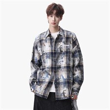 衬衫男春季新款港风宽松大码扎染长袖衬衣CS3098-特P30，男装衬衫，星座214-3