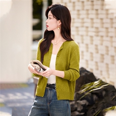 2025秋装新款时尚潮流绵羊毛针织开衫，女装羊毛衫，姿萝菲