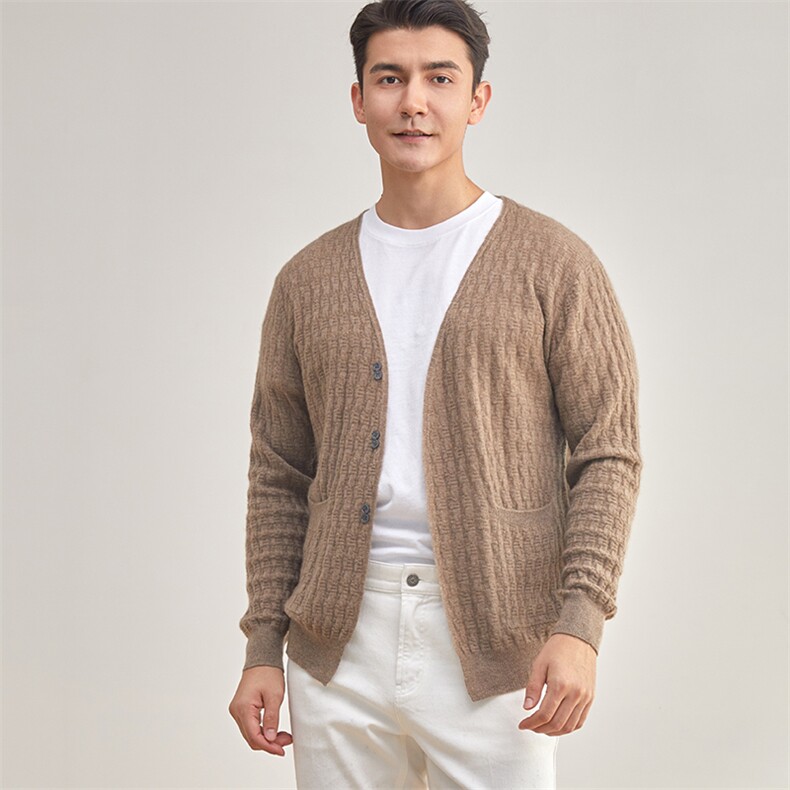 高品质男士羊绒开衫经典简约设计舒适保暖,男装羊绒开衫,牧群羊绒