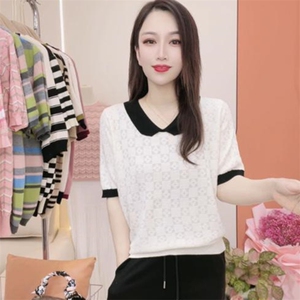 夏季简约休闲百搭舒适女士显瘦翻领短袖图片