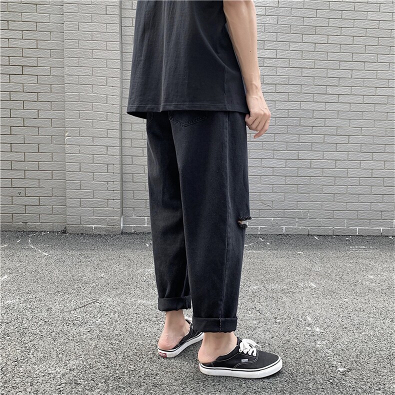 主推差价港风男女情侣小雏菊印花破洞牛仔裤百搭浅色裤KB2034,男装牛仔裤,星座1008