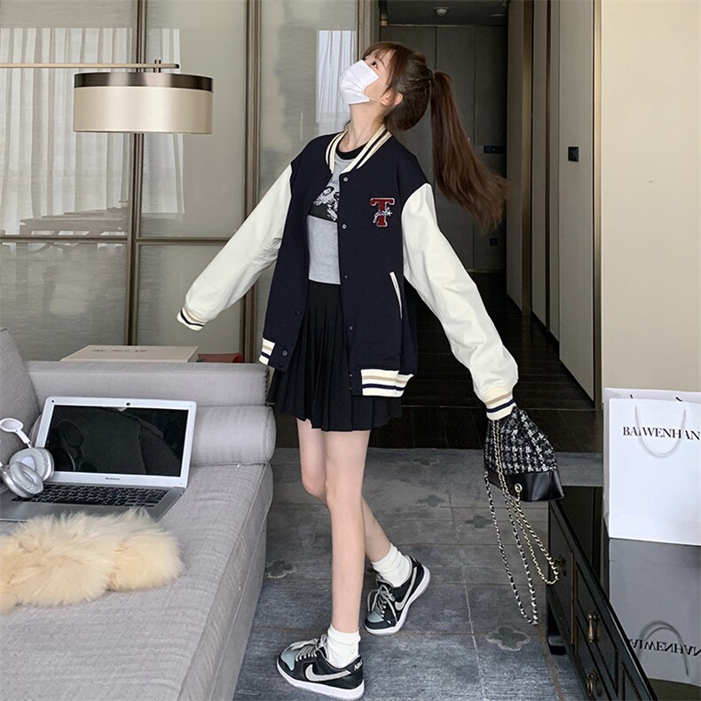 2023年秋季新款拼接棒球服外套82385-P130-K178,女装短外套,一九零
