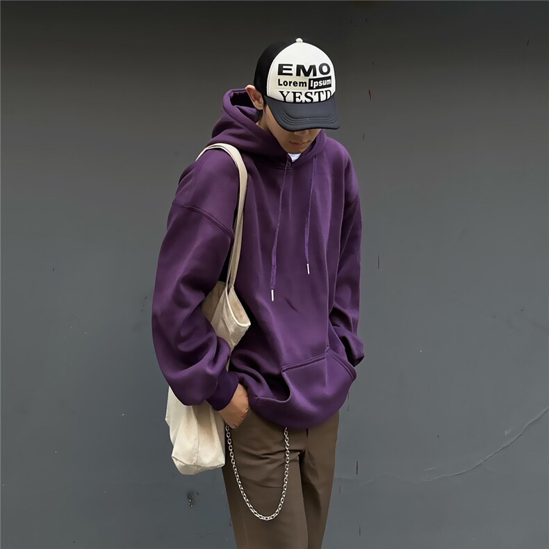 奥利绒秋冬纯色宽松男士连帽卫衣D328-WY399-薄款特P38厚款P48,男装卫衣,电商D328