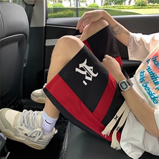 1港风拼色抽绳短裤男中裤男休闲潮流五分裤男DK77035P30控48，男装牛仔裤，星座226-2