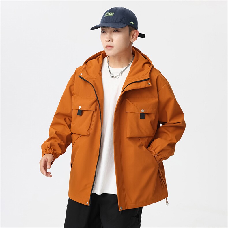 休闲拉链夹克情侣冲锋衣防风衣连帽外套JK451p75,男装夹克,电商D315