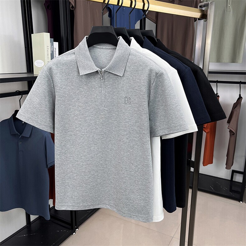 夏季棉短袖半拉链翻领POLO衫男T恤潮流品质上衣体恤男装,男装T恤,钱塘6003（原4033）