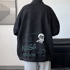 NASA联名同款牛仔夹克男大码牛仔外套男茄克NJ77187-P60，男装夹克，电商A040