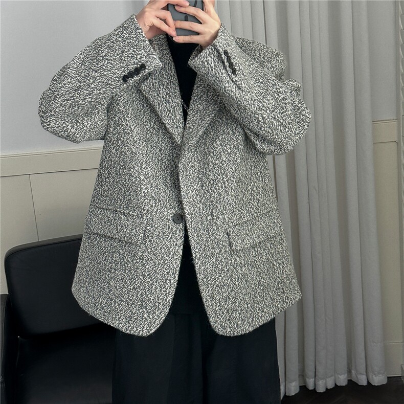 现货-秋冬潮牌羊毛呢垫肩西装外套男时尚呢子夹克-AJ23121-P155,男装夹克,电商A351