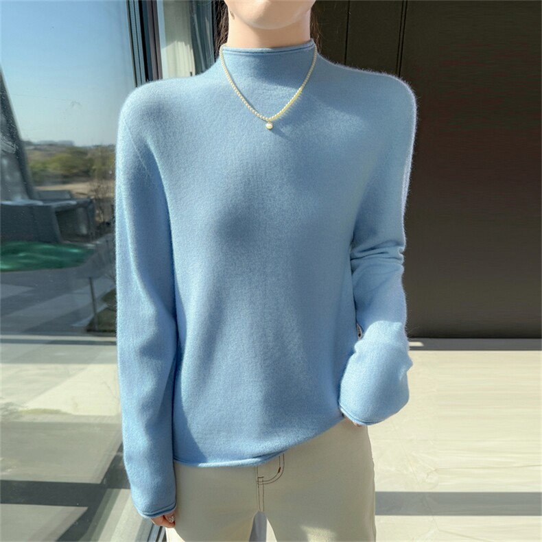 2025年秋季时尚百搭通勤简约休闲一线半高羊毛衫，女装针织衫/毛衣，尚雪电商供货